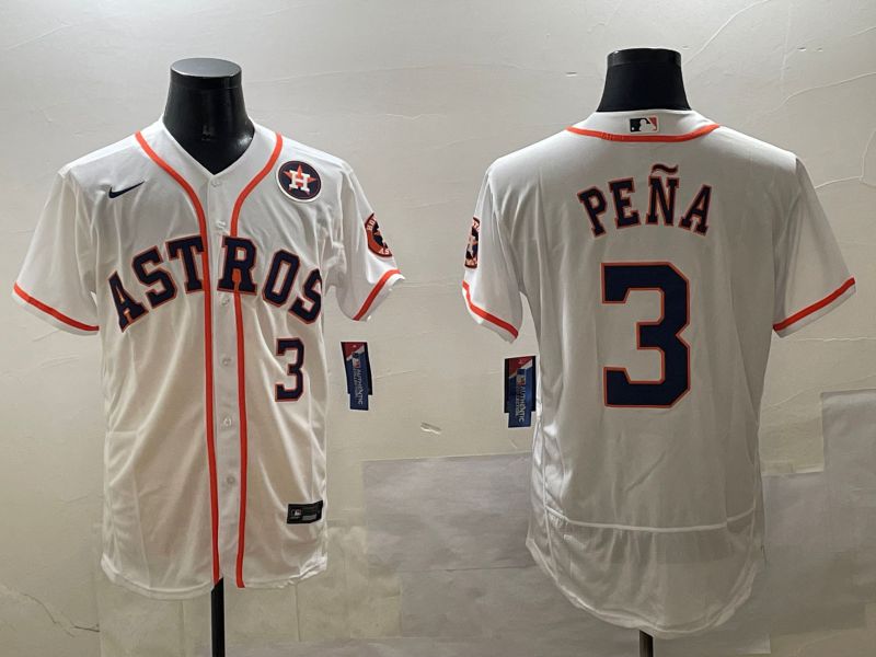 Men Houston Astros #3 Pena White Elite 2025 Nike MLB Jersey style 2->houston astros->MLB Jersey